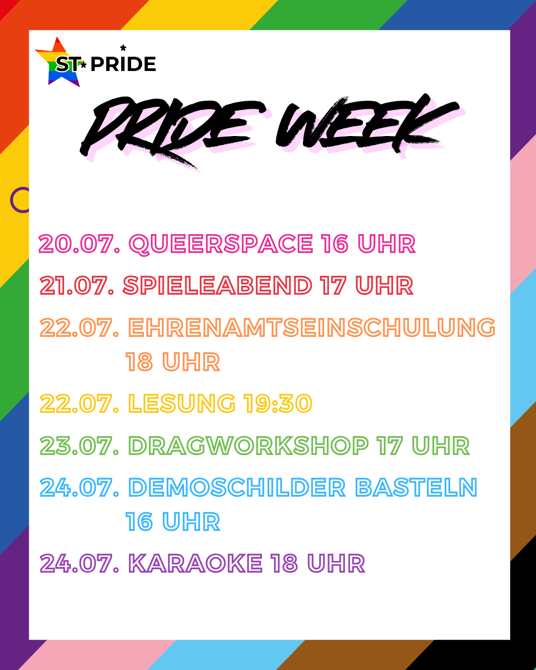 PRIDE WEEK Übersicht